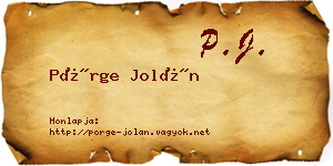 Pörge Jolán névjegykártya
