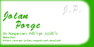 jolan porge business card